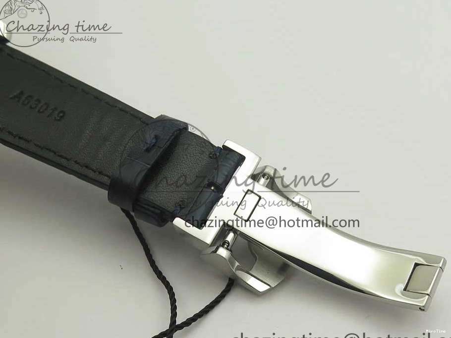 MIROTIME 0111 Cozy Portuguese Tourbillon IW5463 SS ZF Best Edition White Dial Blue Hands on Blue Leather Strap 7172